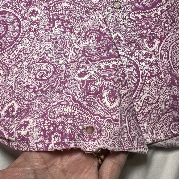 Wrangler Western Shirt Mens Size XL Pink Paisley Floral Breast Cancer Pearl Snap - Picture 11 of 16